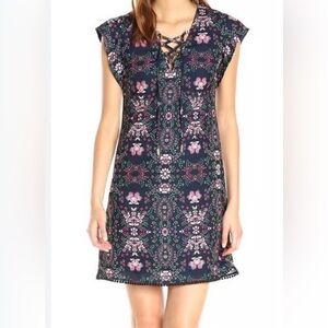 Jessica Simpson Navy Mini Dress with Pink Floral Print